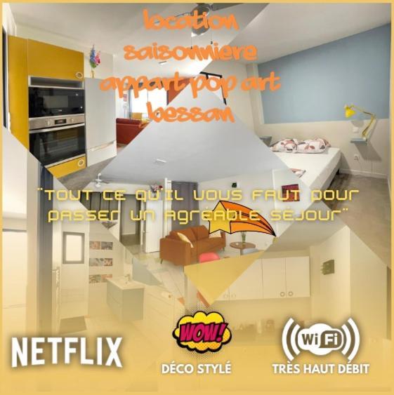 Appart Pop-Art Proche Autoroute, Plages Et Attractions, Wifi - Tv, Deco Stylee, Calme Bessan 外观 照片